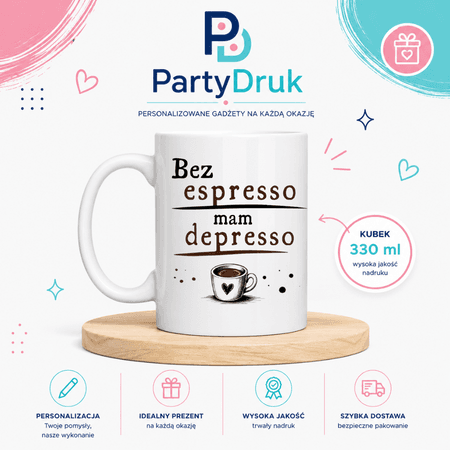 KUBEK PREZENT Z IMIENIEM PERSONALIZOWANY SMIESZNY ESPRESSO IMIE URODZINY