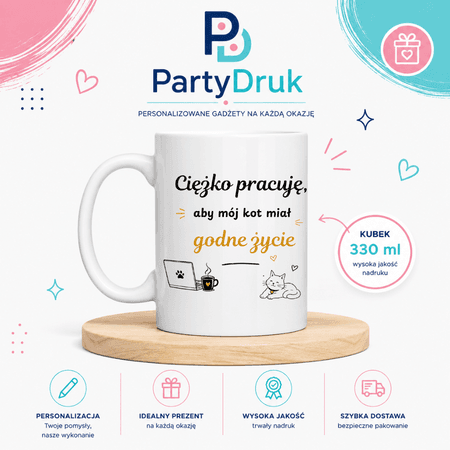 KUBEK PREZENT Z IMIENIEM PERSONALIZOWANY SMIESZNY KOT KOCIARA IMIE