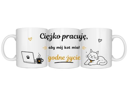 KUBEK PREZENT Z IMIENIEM PERSONALIZOWANY SMIESZNY KOT KOCIARA IMIE