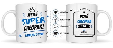 KUBEK DZIEŃ CHŁOPAKA PREZENT DLA CHŁOPAKA Z IMIENIEM PERSONALIZOWANY 330 ml