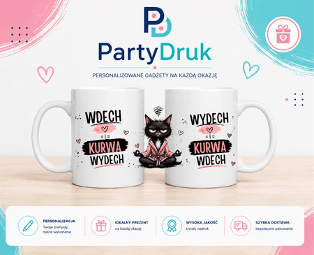 KUBEK PREZENT Z IMIENIEM PERSONALIZOWANY SMIESZNY WDECH I IMIE URODZINY