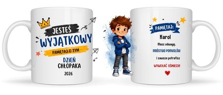 KUBEK DZIEŃ CHŁOPAKA PREZENT DLA CHŁOPAKA Z IMIENIEM PERSONALIZOWANY 330 ml