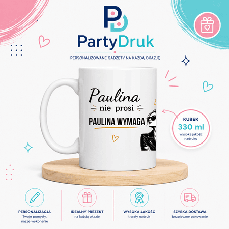 KUBEK PREZENT Z IMIENIEM PERSONALIZOWANY SMIESZNY NIE PROSI IMIE URODZINY