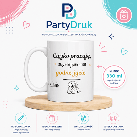 KUBEK PREZENT Z IMIENIEM PERSONALIZOWANY SMIESZNY PIES PSIARA IMIE URODZINY