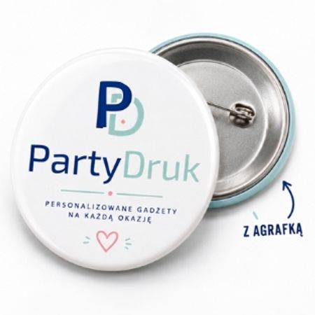  PRZYPINKI z agrafką 56 mm WŁASNY NADRUK LOGO ZDJĘCIE BUTTON CANVA